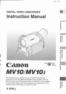 Canon MV 10 manual. Camera Instructions.